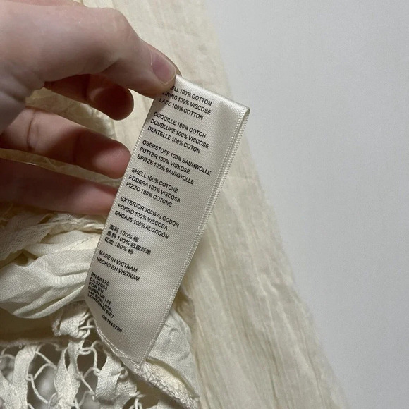 Free People NWT Boho Sorelle Lace Top in Cream Tea Size Small - Picture 6 of 10